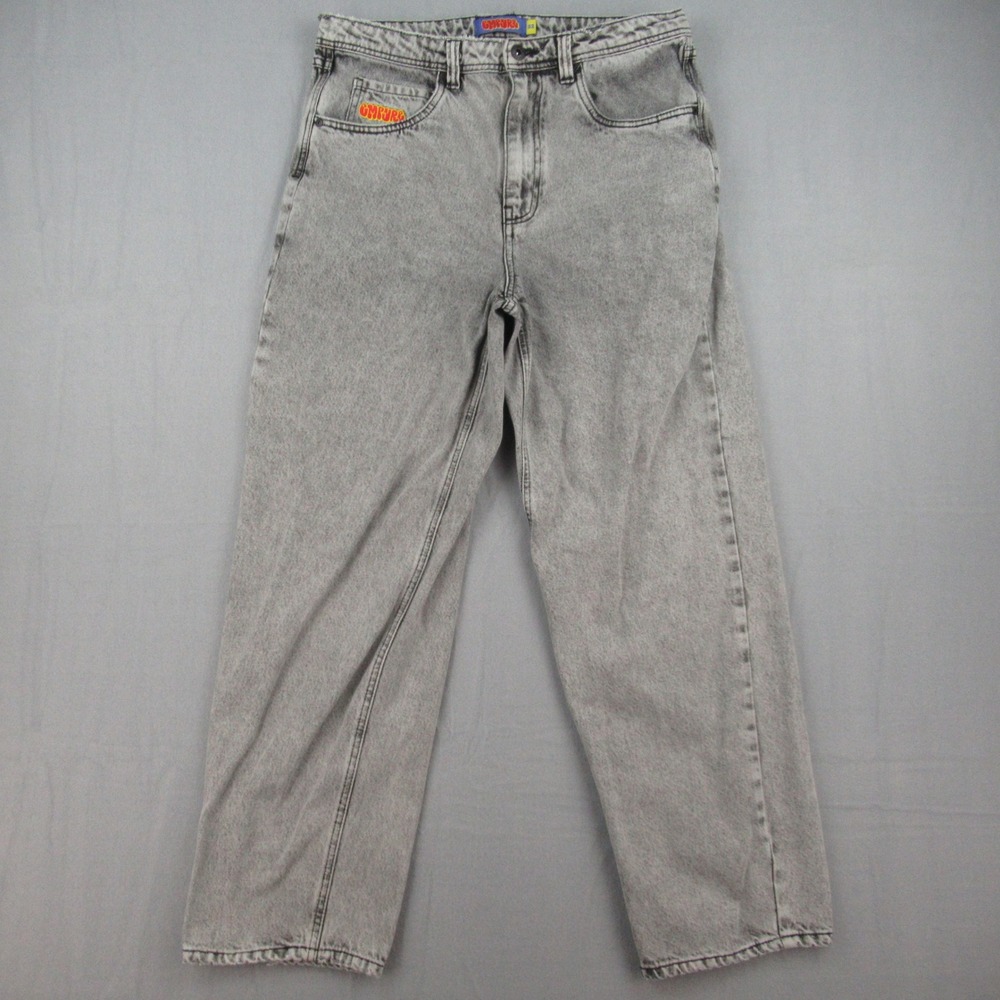 Empyre Loose Fit Jeans Mens 32 Gray Acid Wash Skater Denim